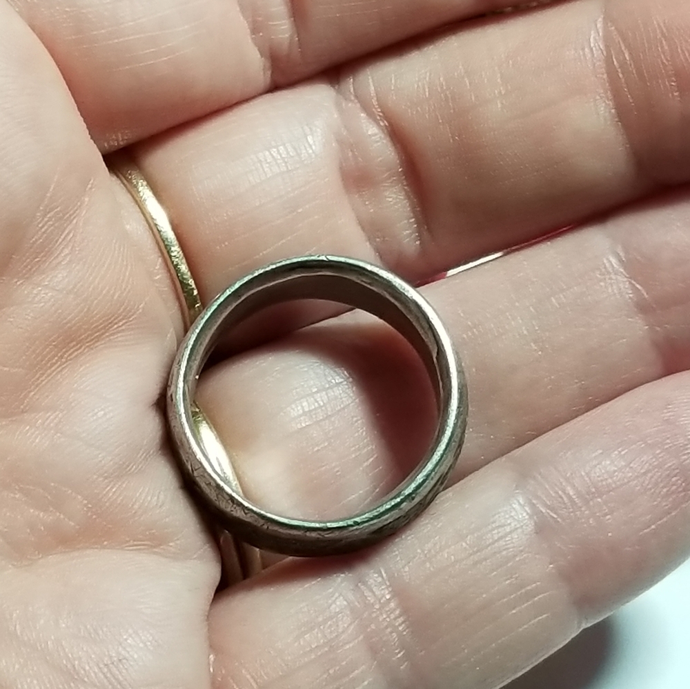Relisted -vintage inlay ring crushed stone silver tone 8.75  8 3/4 - Picture 15 of 16